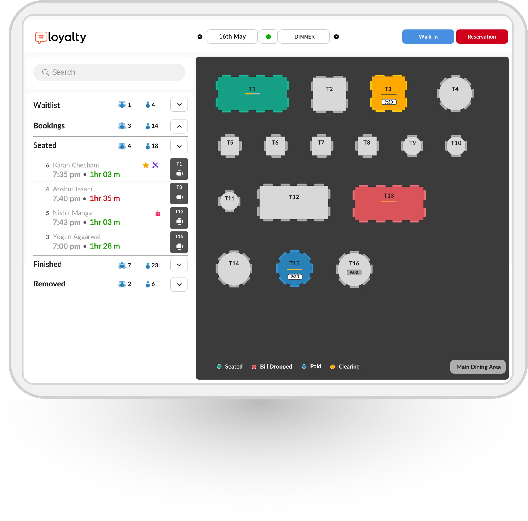 Reservation system to manage customer bookings Screenshot of the customer reservation system to manage bookings and waitlist