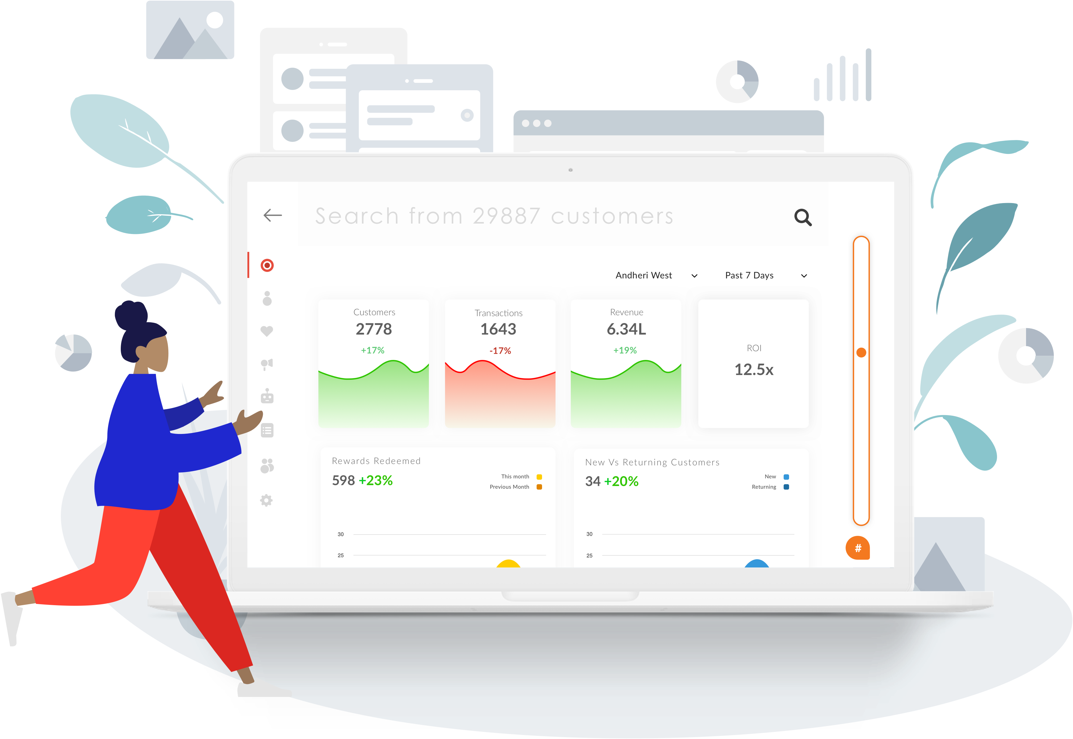 Grow your business with Hashtag Loyalty Screenshot of the Hashtag Loyalty dashboard in action.